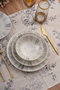 Hermia GBSATN24KY4R3869 Vajilla de Porcelana 24 Piezas para Experiencia Gastronómica Elegante y Funcional, Apta para Lavavajillas y Microondas